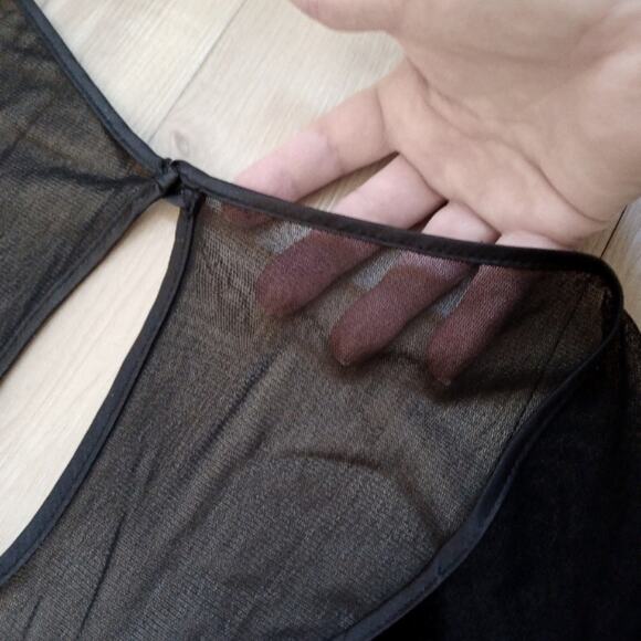 Bardot Velvet Mini Dress Mesh Back & Cut Outs Black 6 - Picture 11 of 14